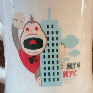 Vintage 2004 MTV NYC White Mug with King Kong Monkey Diner Vibe